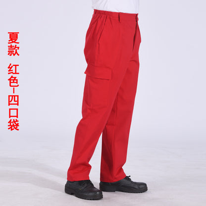 Autumn and Winter Pure Cotton Work Pants for Men, Wear-Resistant Welding Workwear, Blue Construction Site Workshop Handling Work Clothes Pants