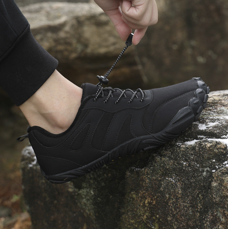 Outdoor Snow Boots, Home Cross-Border Winter New Style, Non-Slip Short Style, Fleece-Lined Warm Cotton Shoes, Thick-Soled Barefoot Five-Toe Shoes