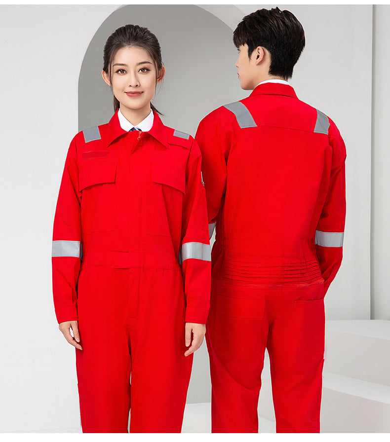 Marine Crew Reflective Strip Pure Cotton Overalls Long-sleeved Men's Summer Wear-resistant Electric Welding Shipyard Workshop Labor Insurance Clothing