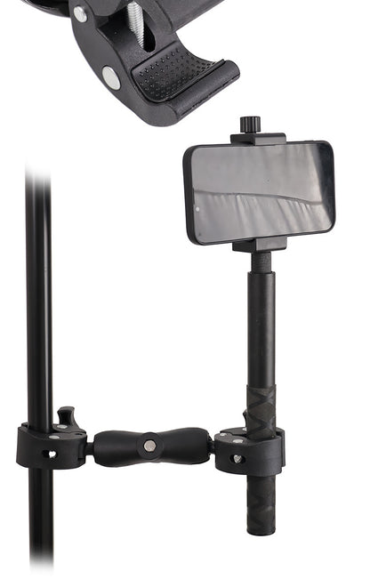 Action Camera Handlebar Bracket, Cycling Navigation Double-Head Clamp Bracket, Universal Ball Head Motorcycle Mobile Phone Holder