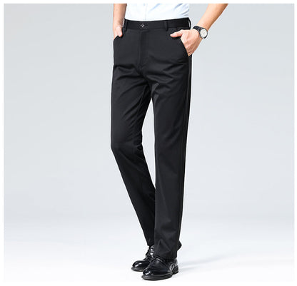 Wholesale casual pants men's four-sided elastic fabric summer ice silk pants trousers trousers high waist breathable iron-free formal trousers