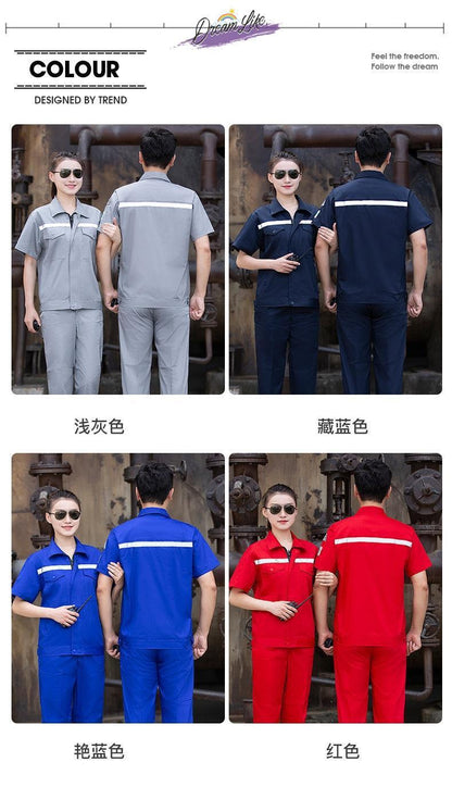 Summer thin anti-static overalls suit men's and women's long short sleeve gas station filling station gas petrochemical electricsuit