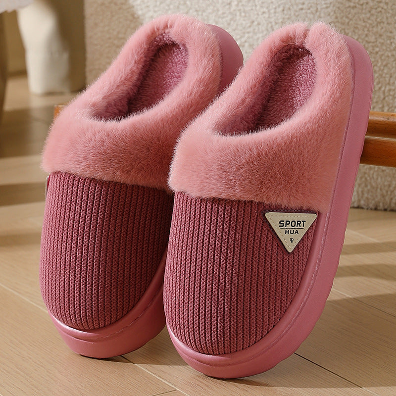 Slippers for Women Winter 2025 New Warm Indoor Home Non-Slip Thick-Soled Cotton Slippers Men's Wool Slippers Autumn and Winter