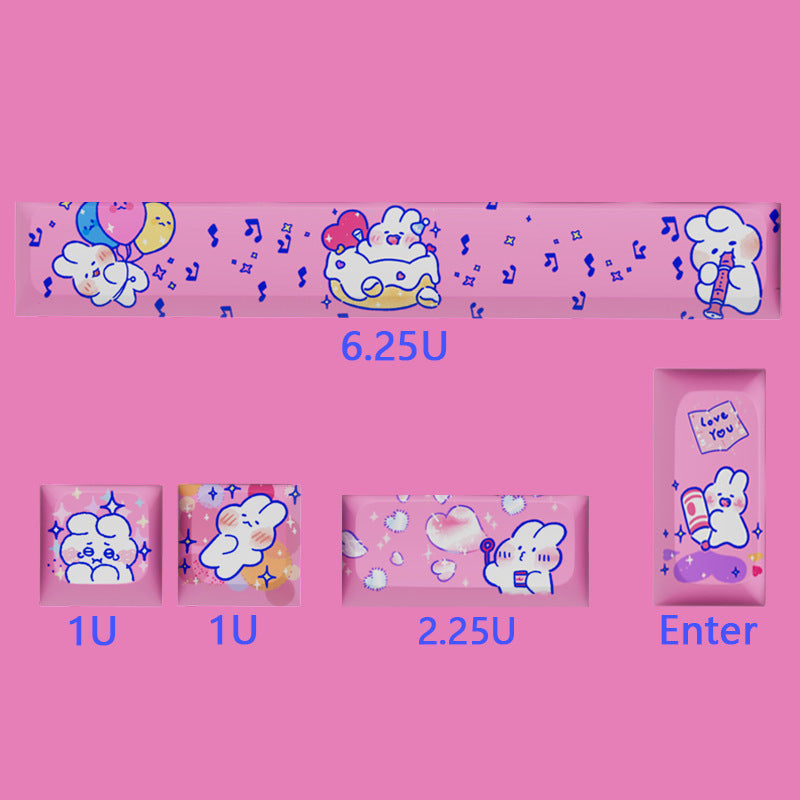 XDA Height Pacha Dog Theme Pattern Yellow Green Keycap Thermal Sublimation Mechanical Keyboard Cap Small Full Set PBT Keycap