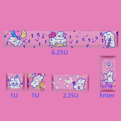XDA Height Pacha Dog Theme Pattern Yellow Green Keycap Thermal Sublimation Mechanical Keyboard Cap Small Full Set PBT Keycap