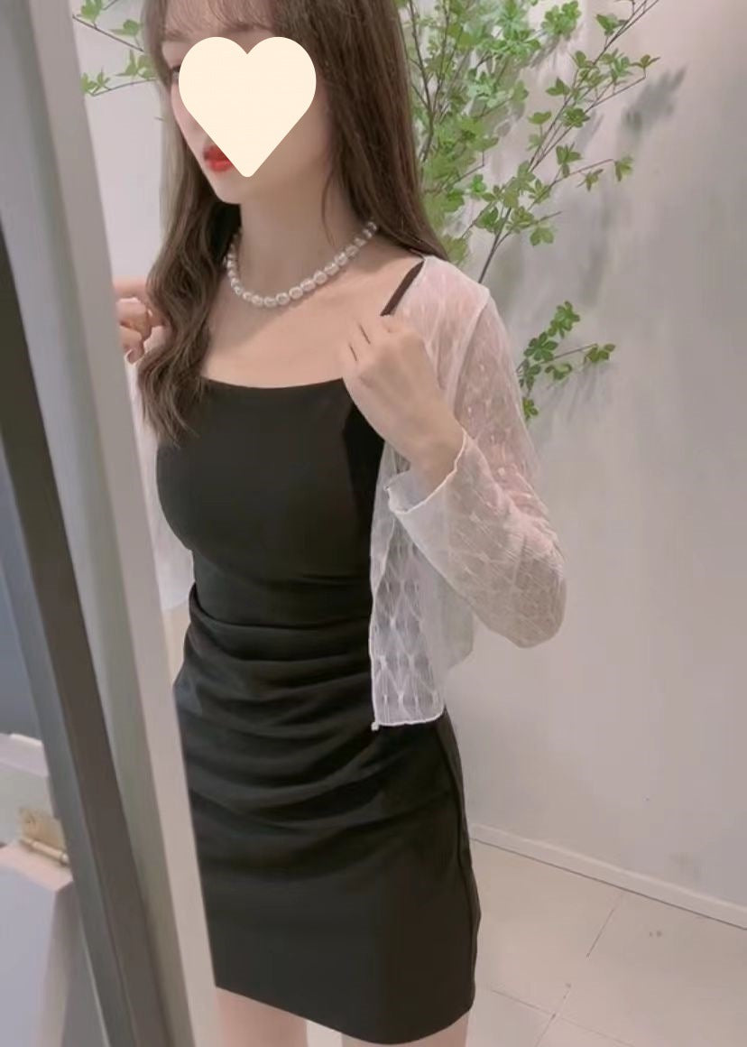 Strappy Dress 2026 Summer New Style Waist-Cinching Slimming Dress for Women, Covering the Body, Elegant, Sexy, Solid Color Bodycon Dress