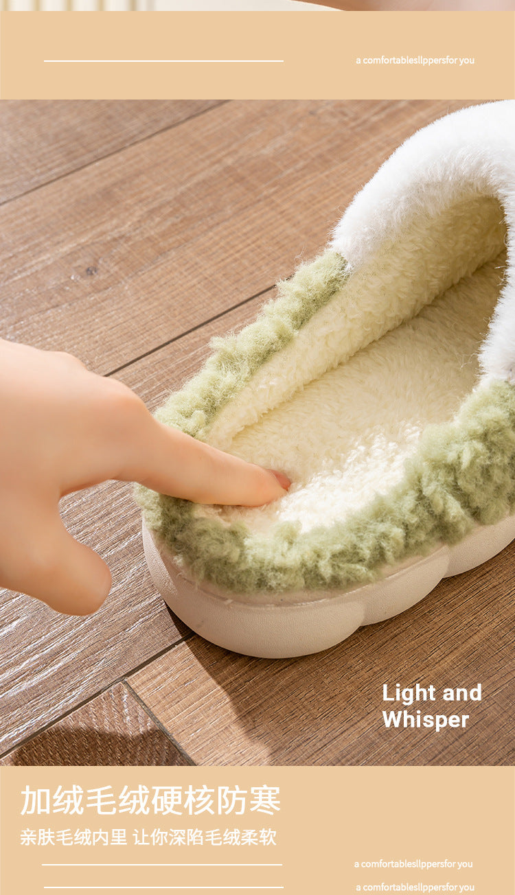Cotton Slippers for Women, Cute Cartoon Indoor Non-Slip Warm Cotton Shoes for Students and Couples, Korean Style Slippers for Men, Winter Style