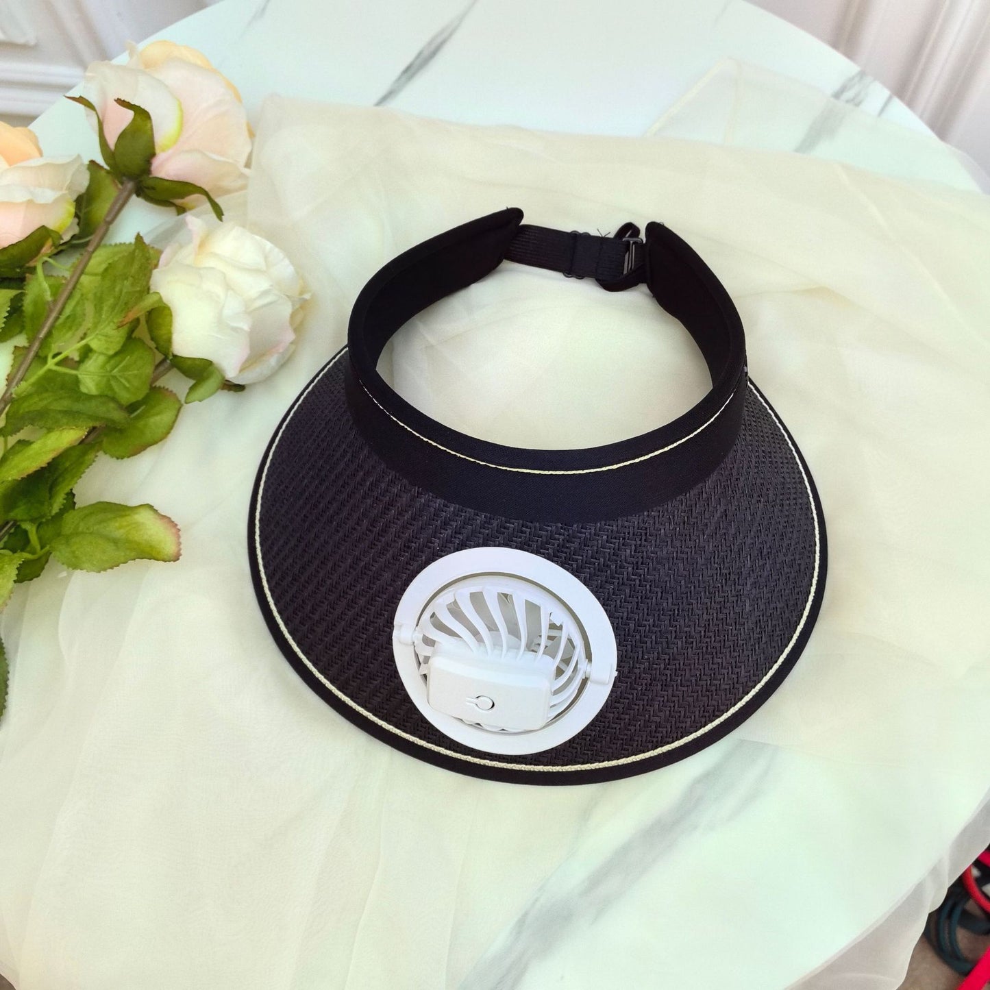 Summer Rechargeable Fan Adult Hat with Strong Wind, Empty Top and Large Brim, Outdoor Leisure, a Must-Have for Men and Women When Traveling