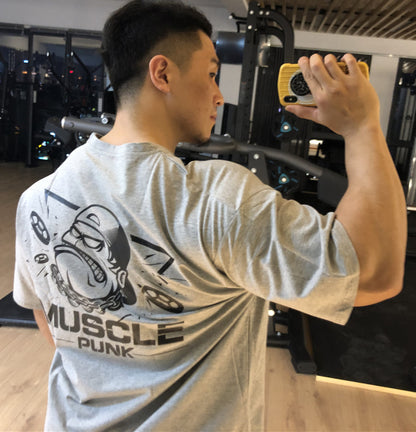 MUSCLE PUNK Original Loose plus size Half-sleeved T-shirt Men's Fashion Brand Printed Fitness Crewneck Top Short-sleeved