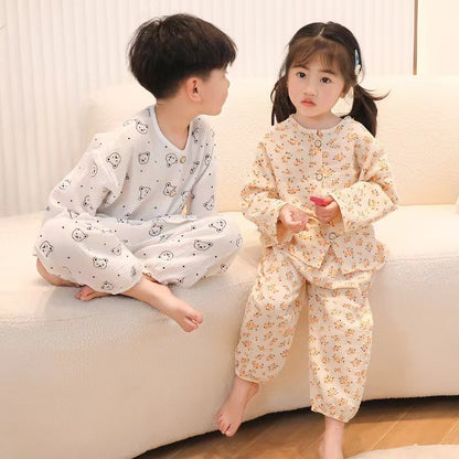 New Class A Children's Cotton Yarn Pajamas suit Boys and Girls Home Clothes Two-piece Cotton Baby's Spring and Autumn and Summer Children's Clothing