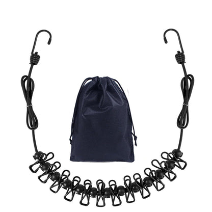 Creative Outdoor Elastic Windproof Clothesline with Positioning Buckle Korean Style Clothesline with Windproof Clip 12 Clips