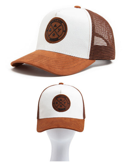 Summer Round Label Suede Baseball Cap Men's Mesh All-match Sunshade Women's Hip-hop Hat Trendy Foreign Trade Explosions in stock