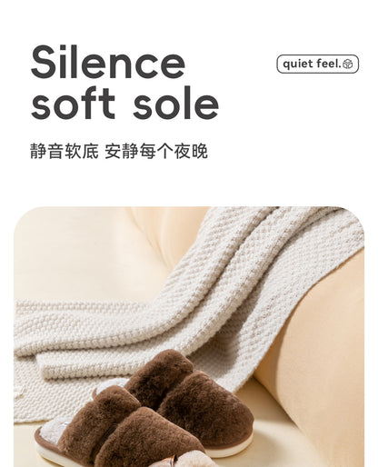 Bow Plush Cotton Slippers for Women Autumn and Winter 2025 New Warm Indoor Home Soft Sole Anti-Slip Confinement Slippers