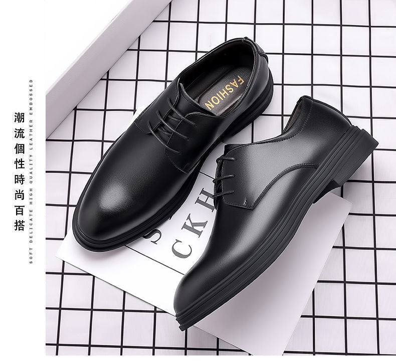 [Real soft leather] men's lace-up business formal wear high-end soft soft leather men's shoes high non-slip wear-resistant casual leather shoes