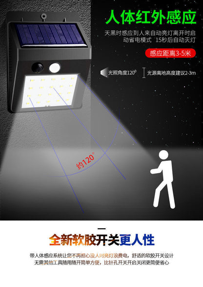 Solar Lamp Outdoor Lighting Garden Lamp Human Body Sensor Super Bright Waterproof Wall Lamp New Rural Home Outdoor Street Lamp