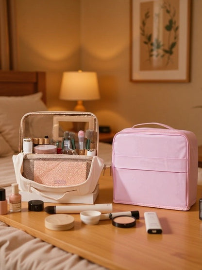 Stand-Up Cosmetic Bag, Large-Capacity Pencil Case, Women's Bag, Travel Storage Bag, Waterproof and Wear-Resistant, Can Be Hung on Luggage Bags