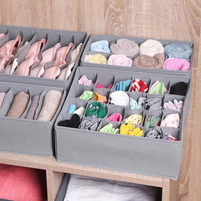 Underwear Compartmentalized Storage Box Four-Piece Set, Sock Storage Box, Fabric Home Storage, Bra Organizer, Multi-Compartment Classification Storage Box