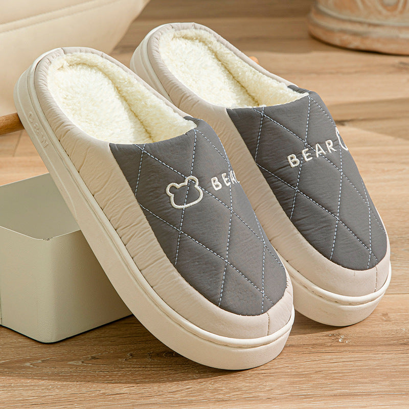 Winter Cotton Slippers for Men, Non-Slip, Wear-Resistant, Thickeneded, Lightweight, Outdoor Wear, Couple Style, Indoor Home, Warm Cartoon Cotton Slippers for Women