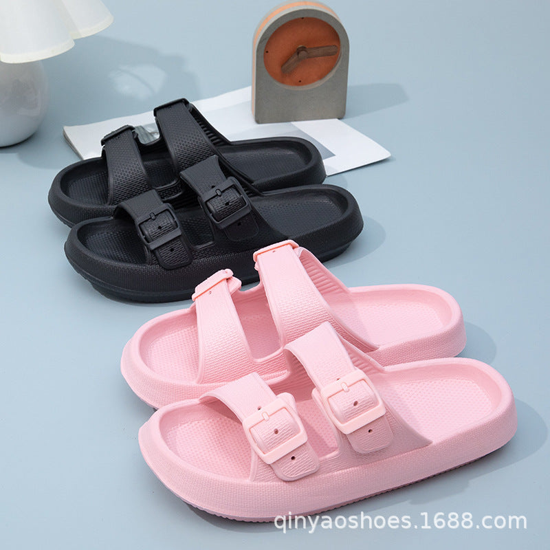 Double Strips Feeling EVA Slippers Women's Summer Bathing Slippers Home Sandals Men's Outdoor Beach Sandals