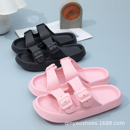 Double Strips Feeling EVA Slippers Women's Summer Bathing Slippers Home Sandals Men's Outdoor Beach Sandals