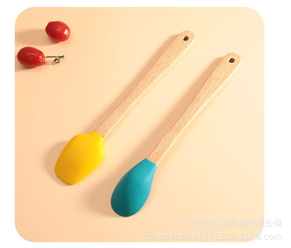 Silicone Large Scraper Special Wooden Handle Baking Silicone Kitchen Tool Cake Homemade Handmade Dessert