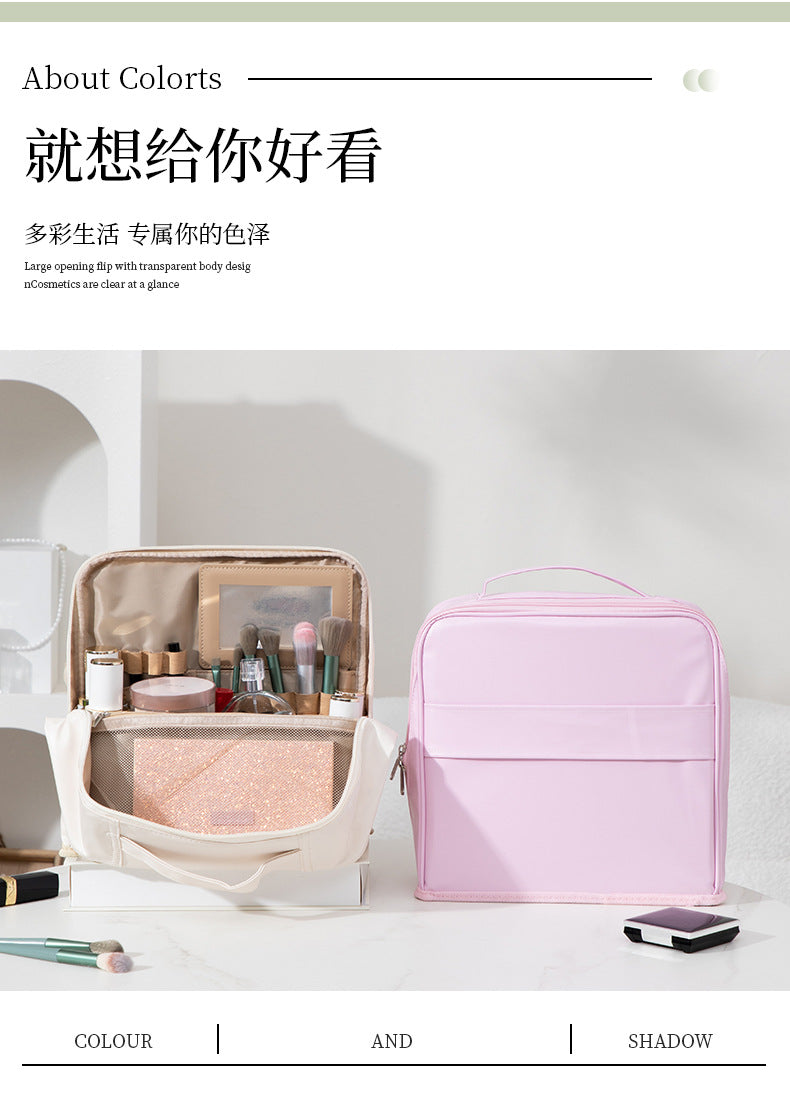 Stand-Up Cosmetic Bag, Large-Capacity Pencil Case, Women's Bag, Travel Storage Bag, Waterproof and Wear-Resistant, Can Be Hung on Luggage Bags