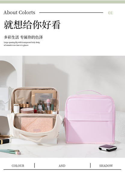 Stand-Up Cosmetic Bag, Large-Capacity Pencil Case, Women's Bag, Travel Storage Bag, Waterproof and Wear-Resistant, Can Be Hung on Luggage Bags