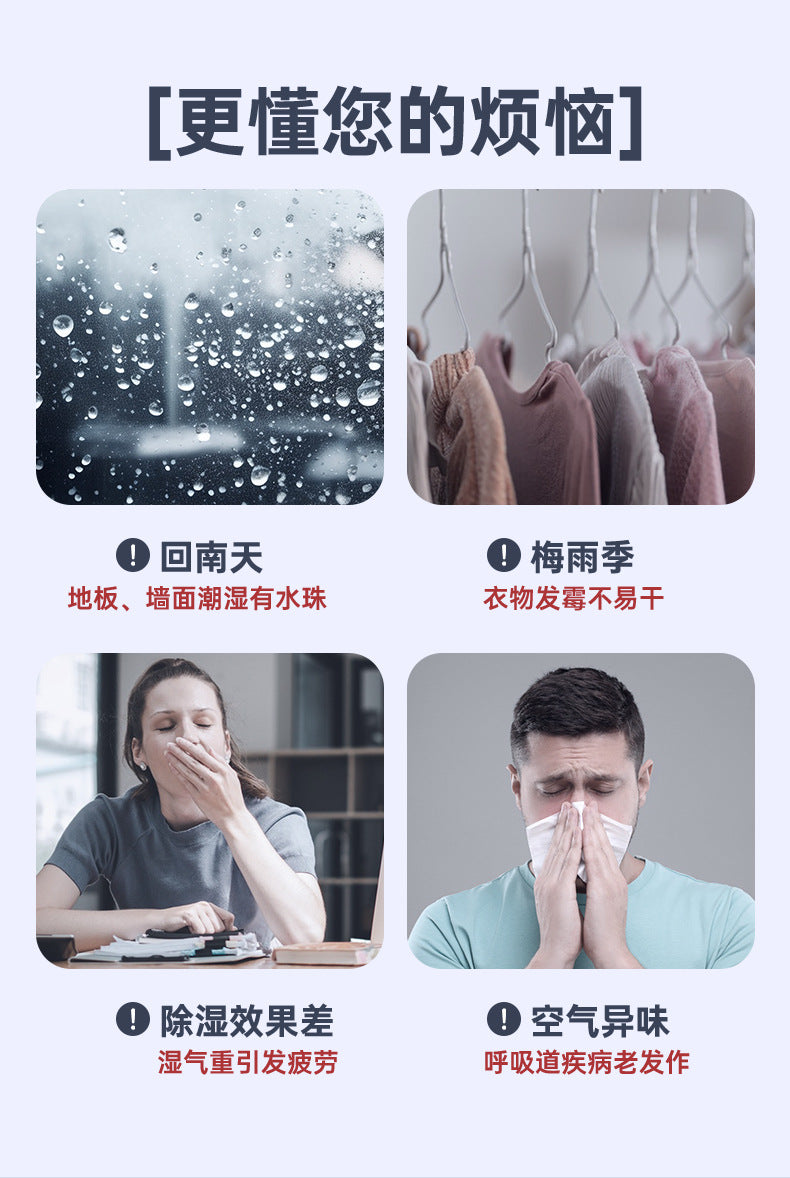 Factory Direct Dehumidifier for Home Bedroom, Small Silent Dehumidifier for Humid Weather, Air Purification, Dehumidification, and Moisture Absorption