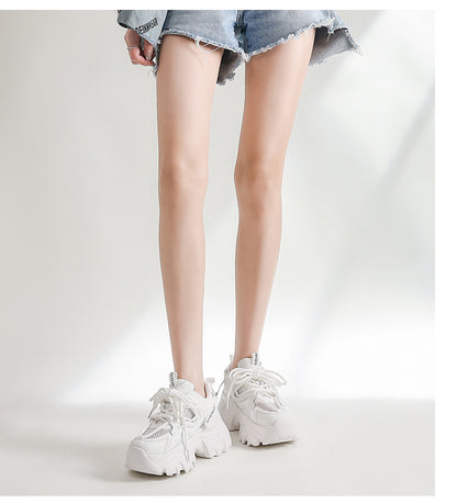 New Spring Shoes, Thick-Soled Women's Shoes, Versatile Height-Increasing Shoes, Non-Slip, Breathable, Lightweight Dad Shoes, Mesh Sneakers for Women