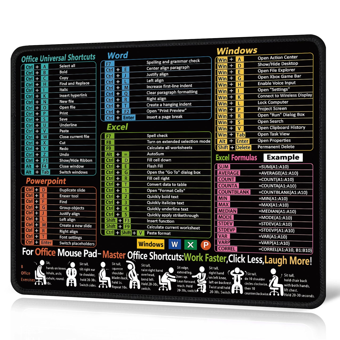 Excel English Shortcut Keys Cross-Border Mouse Pad Customized Ip Office Large Computer Notebook Special Small Table Pad