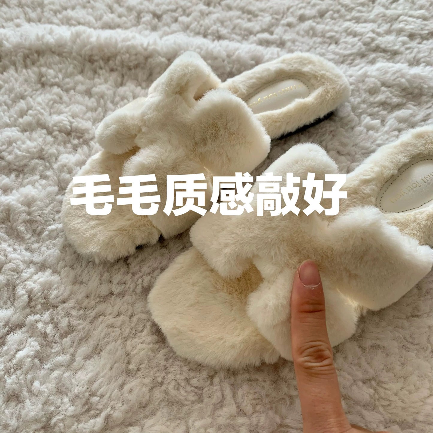 Exquisite! Gentle Old Money Style Furry Shoes, Lightweight Furry Slippers for Outdoor Wear, Autumn and Winter French-Style Non-Slip Plush Cotton Slippers