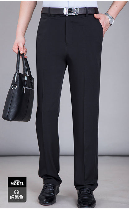 2025 New Summer Thin Mulberry Silk Middle-Aged Business Casual Straight Loose Wrinkle-Free Men's Pants