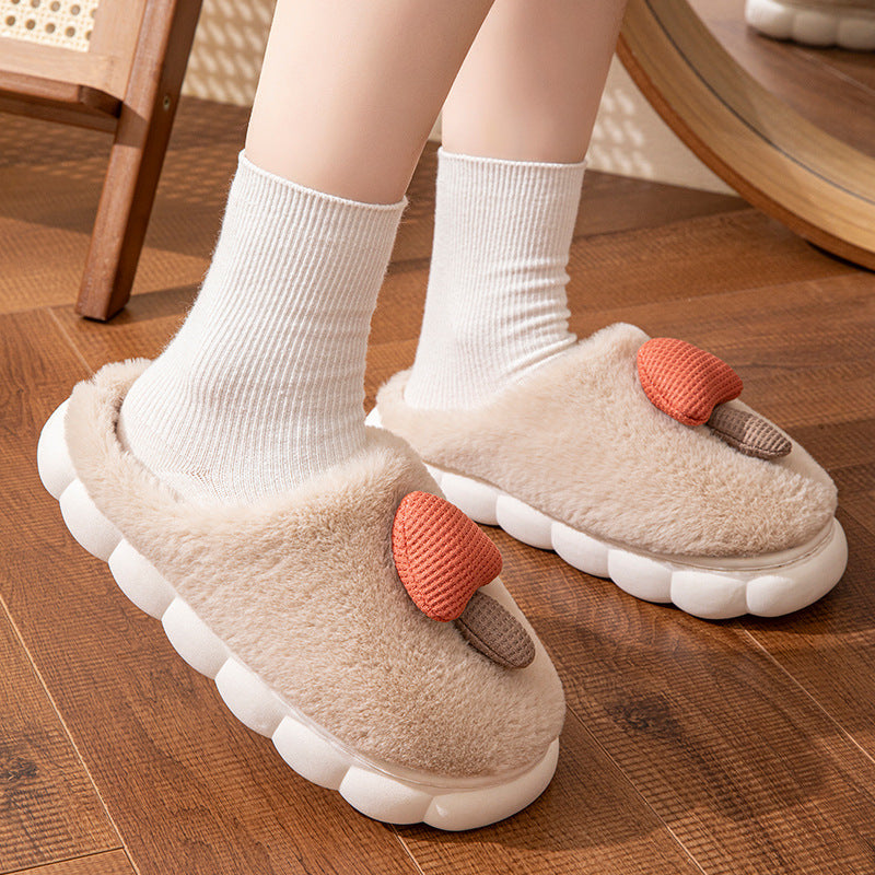 Cotton Slippers for Women Autumn and Winter 2025 New Couple Indoor Home Non-Slip Student Dormitory Fleece-Lined Thick-Soled Slippers for Men