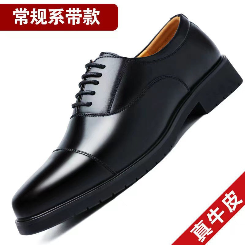 [Real cowhide] business formal leather shoes men's three-joint leather men's shoes summer breathable hidden height increasing shoes men