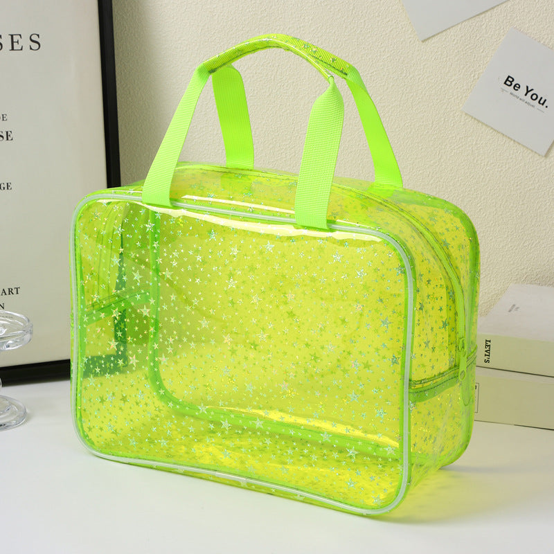 New Pvc Toiletry Makeup Brush Travel Zipper Tote Bag Cosmetic Small Star Makeup Bag Convenient and Large Capacity