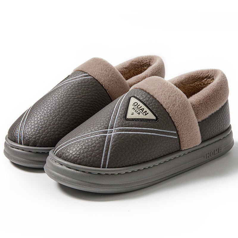 Plus Size 4647 Cotton Slippers for Men Waterproof Winter Indoor Home Non-Slip Warm Fleece-Lined Thickeneded Couple Cotton Shoes for Women