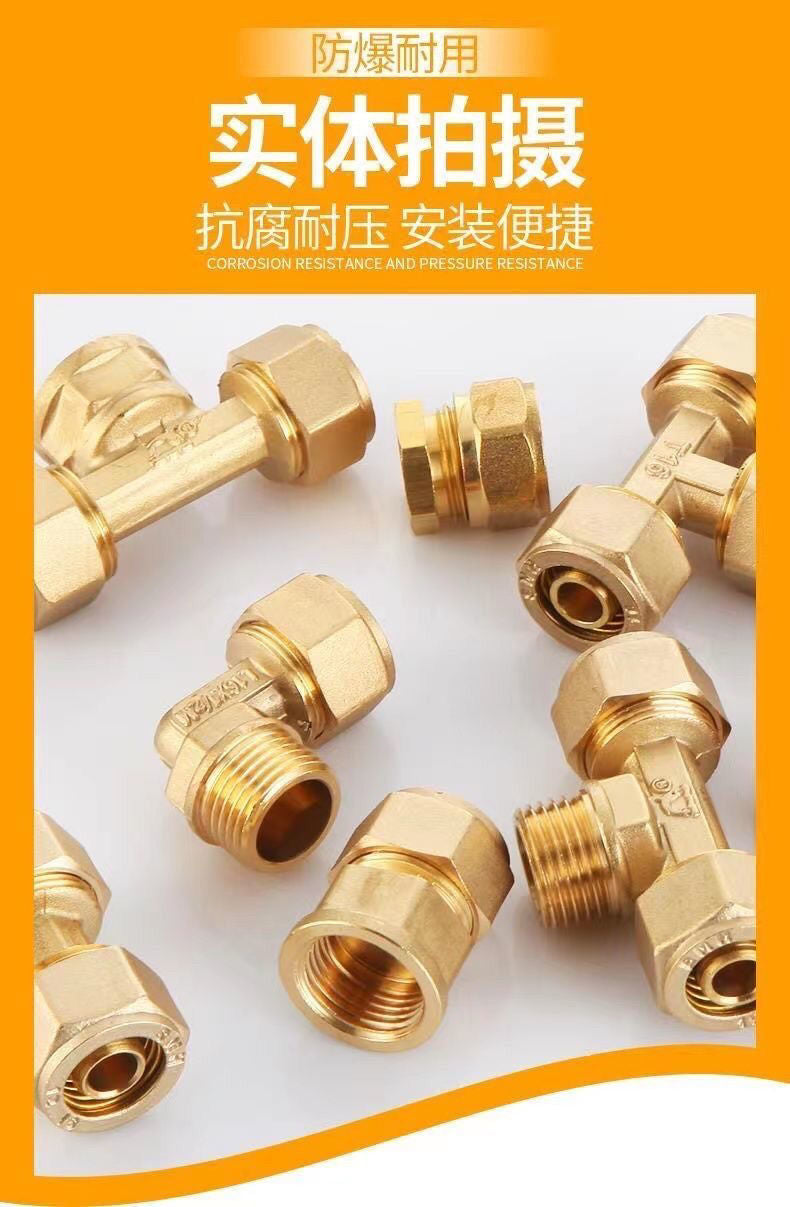 1216 Aluminum plastic pipe copper joint 4 points directly bent through tee four points copper pipe fittings solar water heater accessories