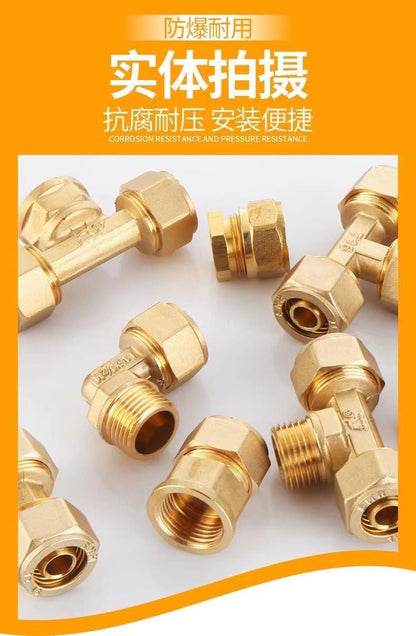 1216 Aluminum plastic pipe copper joint 4 points directly bent through tee four points copper pipe fittings solar water heater accessories