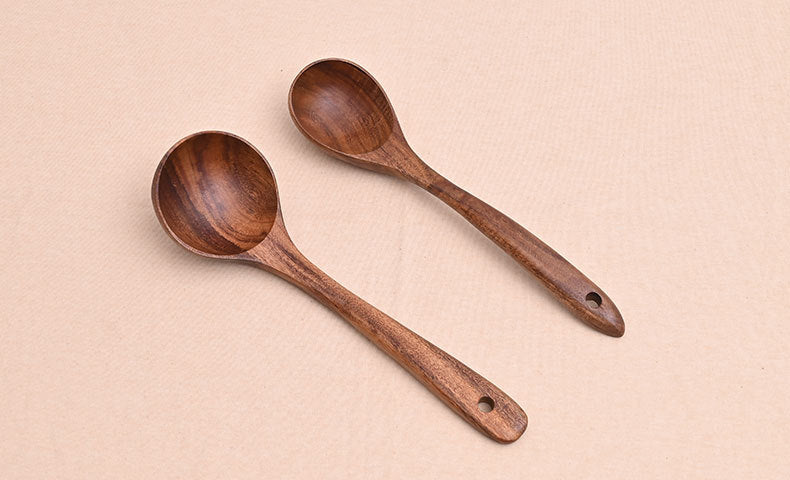 Paint-free Wax-free Wooden Cooking Spoon Shovel suit Kitchenware Long Handle Non-stick Pan Stir-frying Shovel Wooden Acacia Soup Spoon