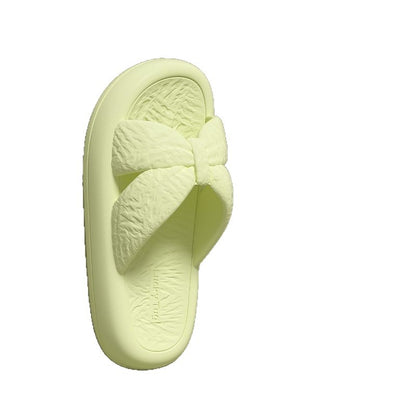 New Home Slippers for Women with Bows, Indoor Quick-Drying, Non-Slip, Bathing and Stepping on Shit, Solid Color Casual Sandals and Slippers Wholesale