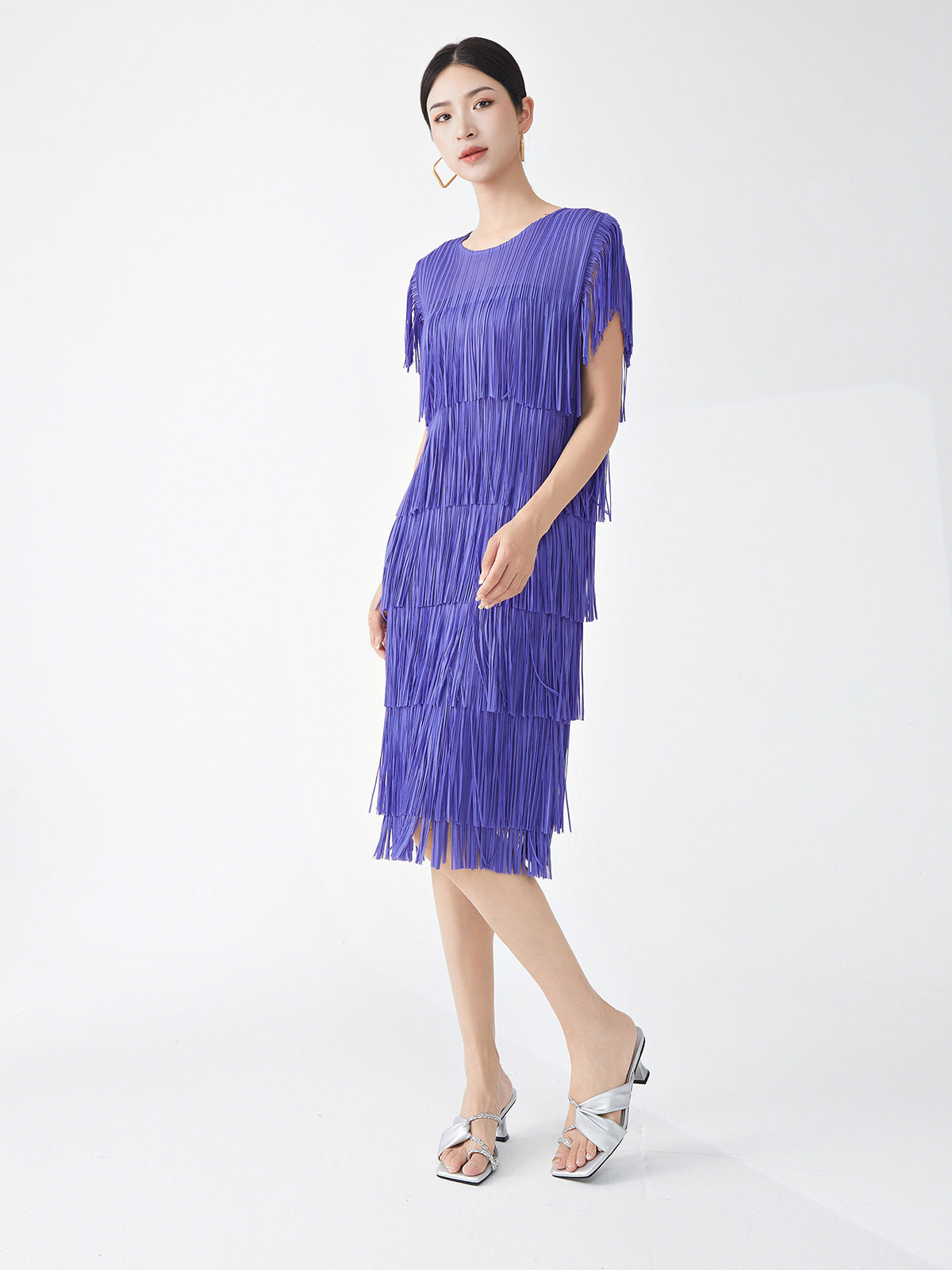 Miyake Hot Selling Dress Commuting Women's Summer Design Niche Drape Temperament Fashionable Elegant Tassel Midi Skirt
