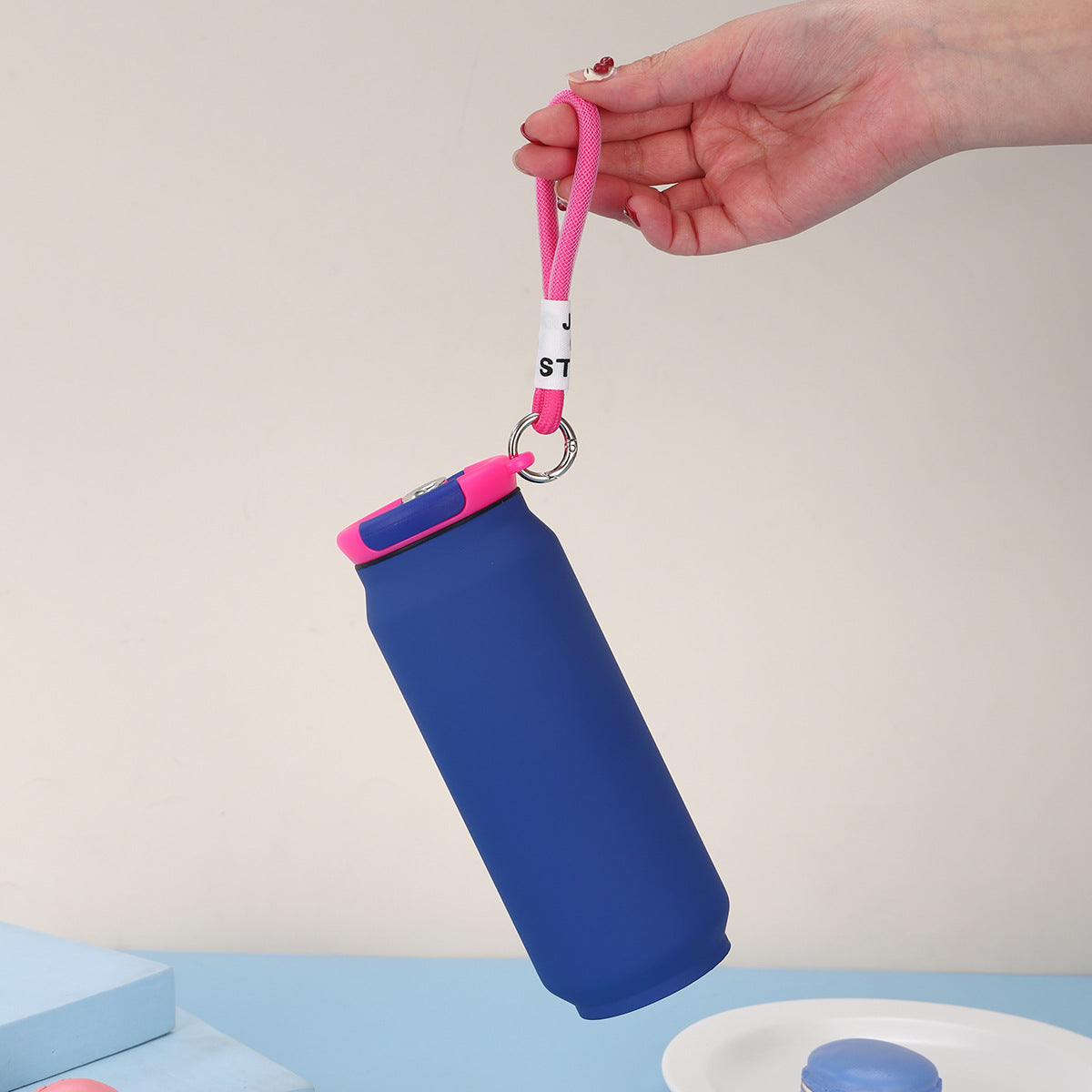 New Style 304 Stainless Steel Thermos Outdoor Portable Cans Lanyard Accompaniably Cups Solid Color Household Straight Water Cup
