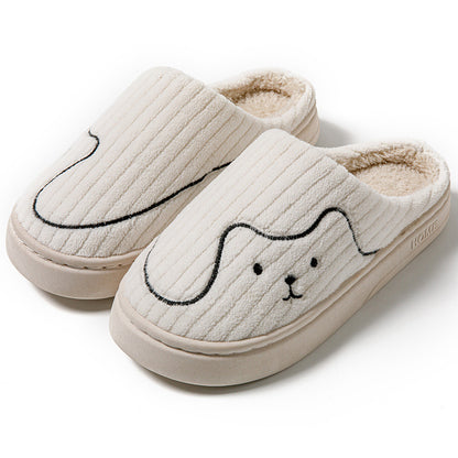 Cotton Slippers for Women in Autumn and Winter Cartoon Indoor Non-Slip Dormitory Home Warm Couple Plush Cotton Shoes for Men