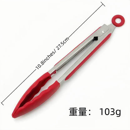 Cross-Border High-Temperature Resistant Steak Grilling Tongs 430 Stainless Steel Anti-Scalding Thickened Barbecue Tongs Kitchen Tools Food Tongs