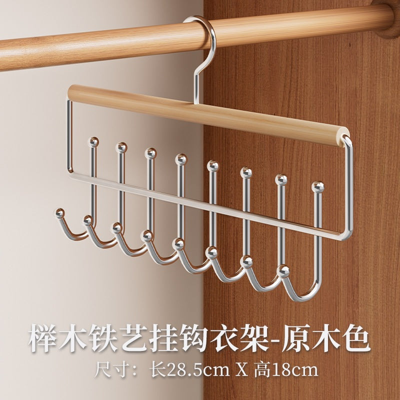 Household Multifunctional Sling Hanger Intimates Vest Storage Artifact Dormitory Solid Wood Hook Wardrobe Clothes Drying Rack Wholesale