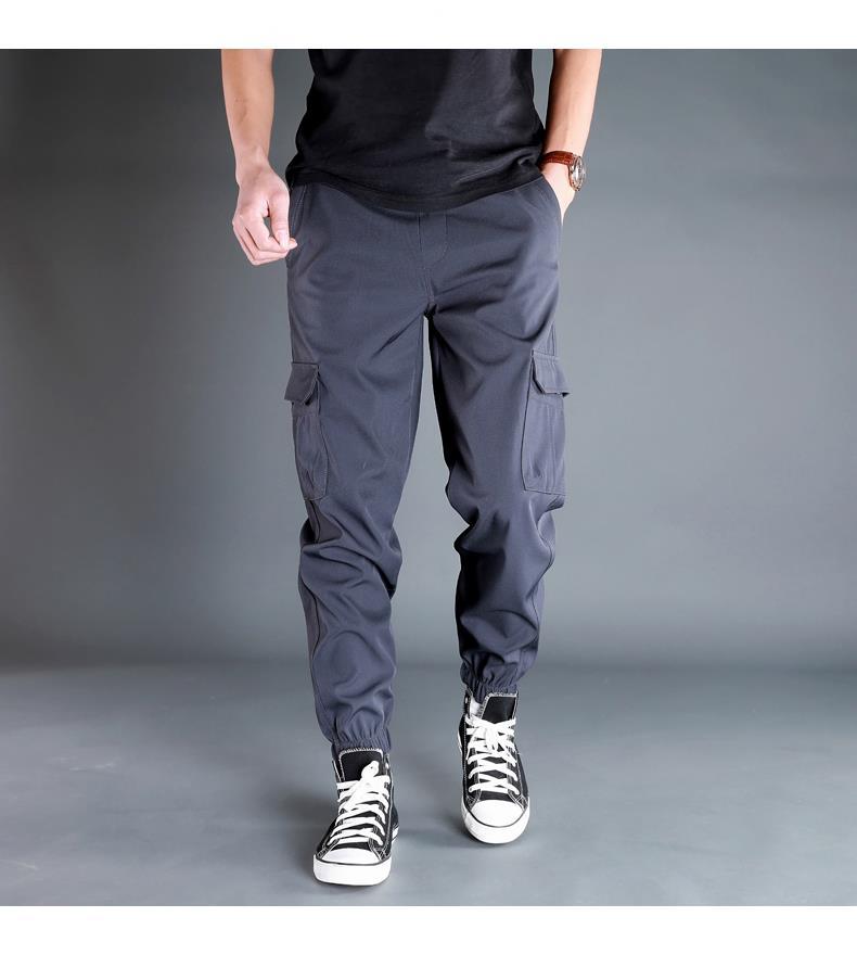 Ice Silk Crock Pants Men's Leg-tipped Summer Thin Casual Pants Loose plus size Quick-drying Pants Fashion Brand Sports Pants