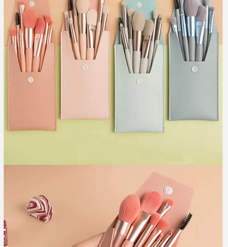 Morandi 8-Piece Beginner Makeup Brush Set Beauty Tools Portable Brushes for Beginners Eyeshadow Brush Loose Powder Setting Brush