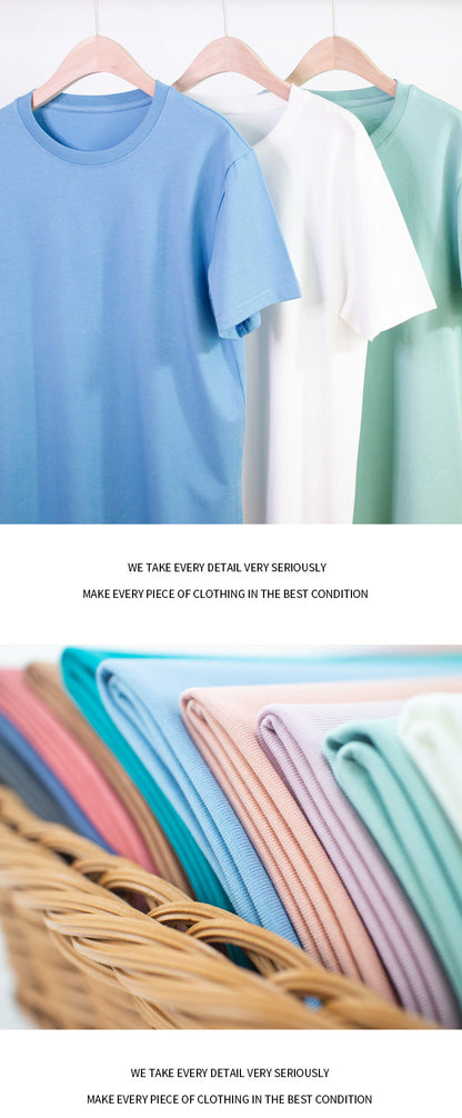 Loose-Fitting | 50-Count Double Yarn T-Shirt Ice Silk Cotton Round Neck Short-Sleeve T-Shirt Moisture-Wicking Business Casual Half-Sleeve for Men