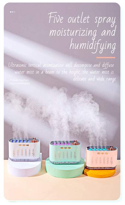 Cross-border New Air Humidifier Home Silent Bedroom Five-hole Spray Aromatherapy Creative Dynamic Colorful Voice Control Pick-up