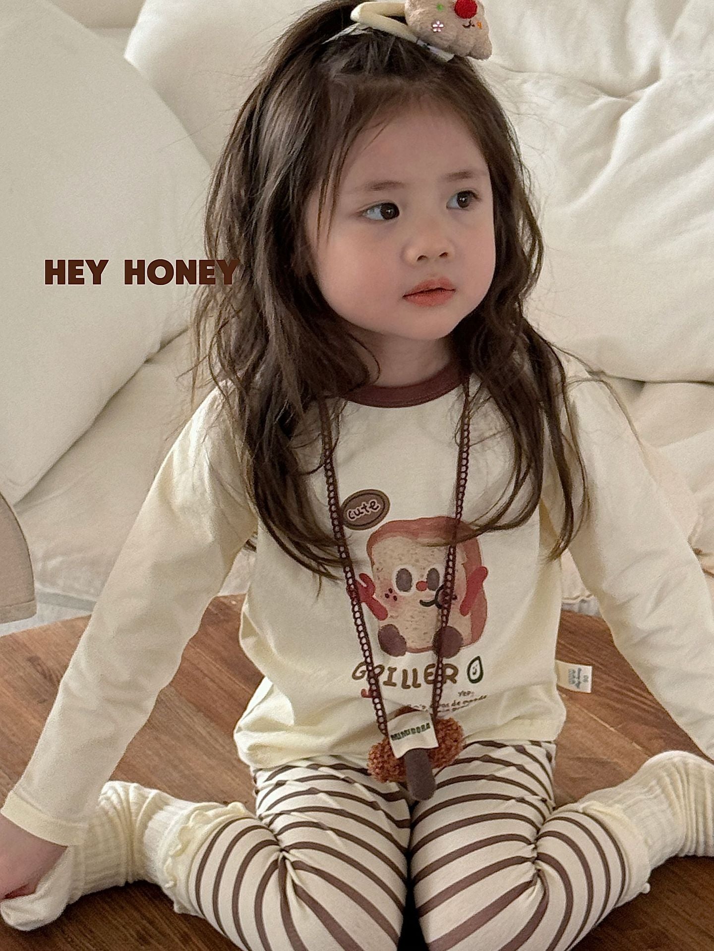 Spot Large and Small Roll Heyhoney24 Lycra Cotton Boys and Girls Autumn Clothes Intimates Printed Home Clothes Pajamas Two-Piece Set